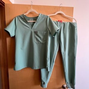 Figs scrubs set, size small, mint green color.